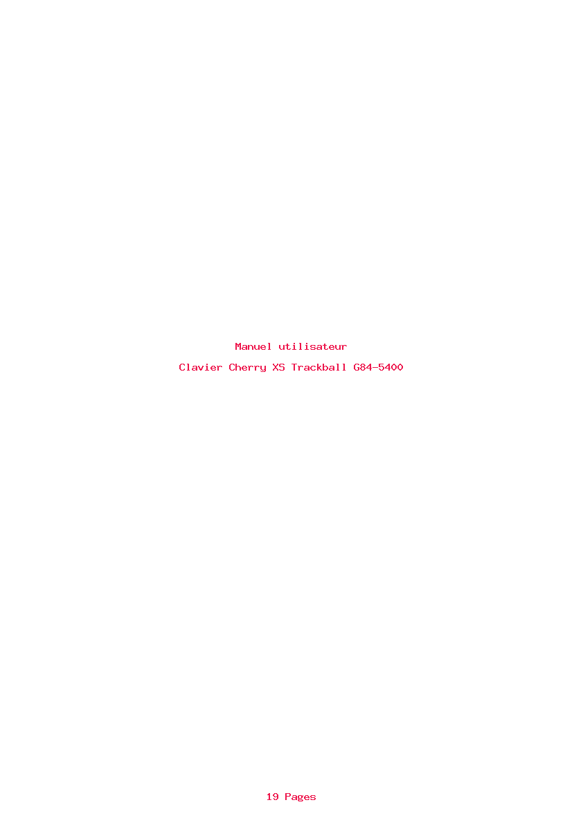 Page 1 de la notice Manuel utilisateur Cherry XS Trackball G84-5400