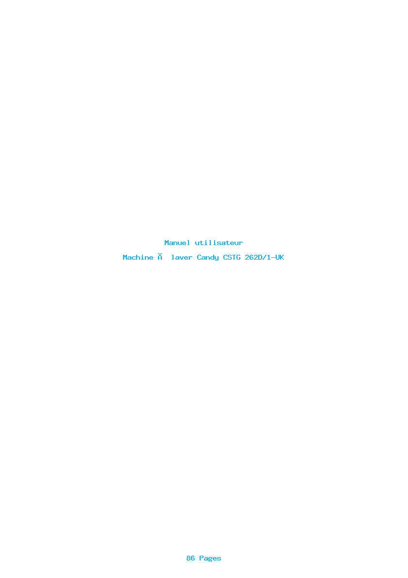 Page 1 de la notice Manuel utilisateur Candy CSTG 262D/1-UK