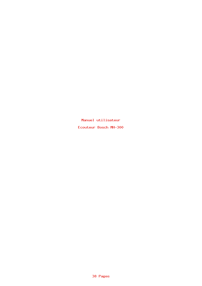 Page 1 de la notice Manuel utilisateur Bosch MH-300