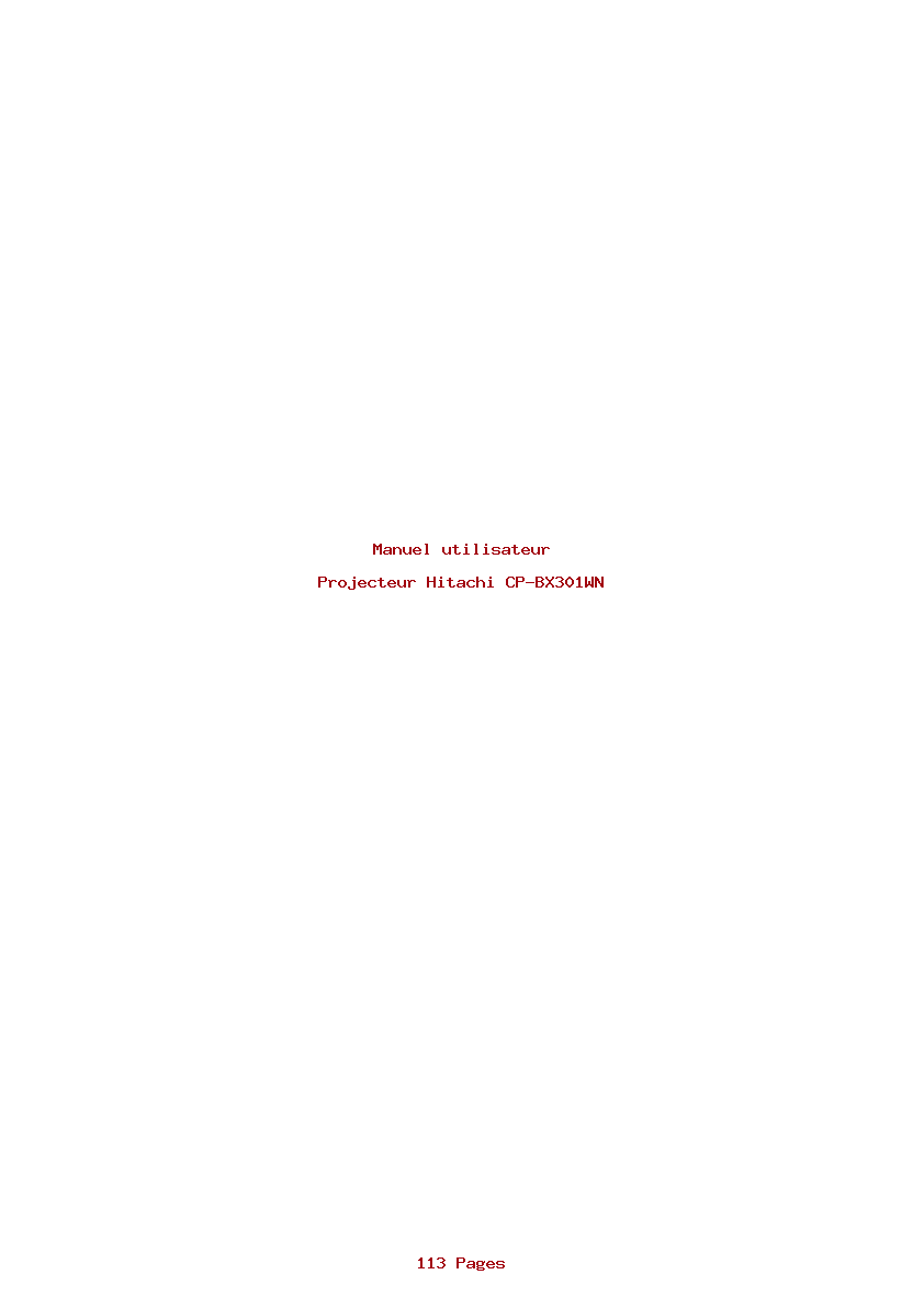 Page 1 de la notice Manuel utilisateur Hitachi CP-BX301WN