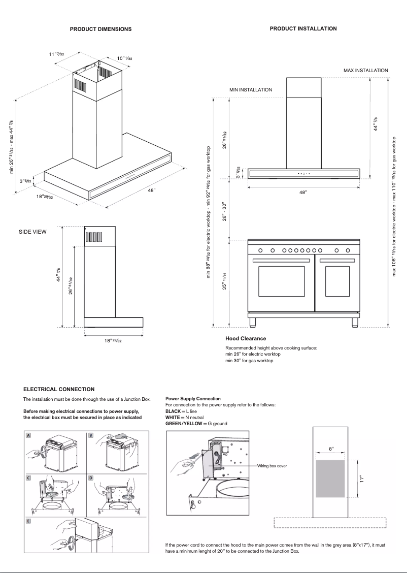 Page 1 de la notice Instructions / montage Bertazzoni KG48X