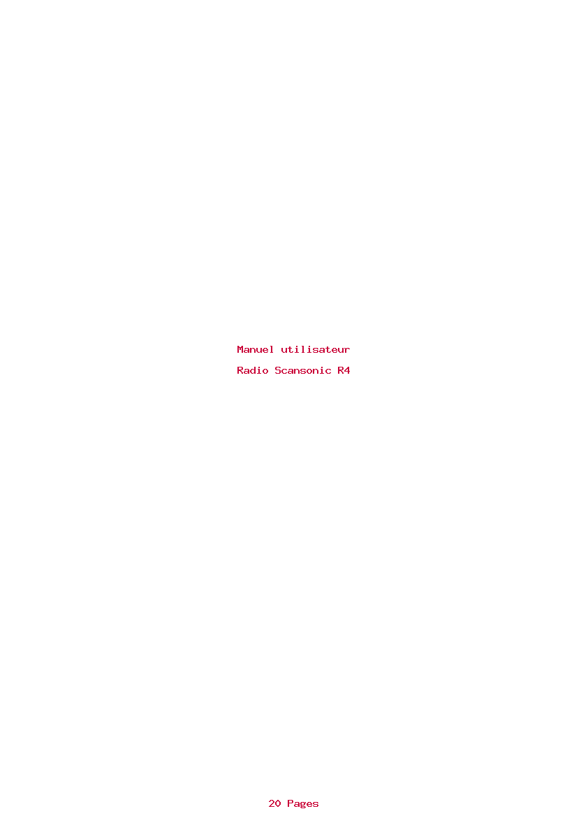 Page 1 de la notice Manuel utilisateur Scansonic R4
