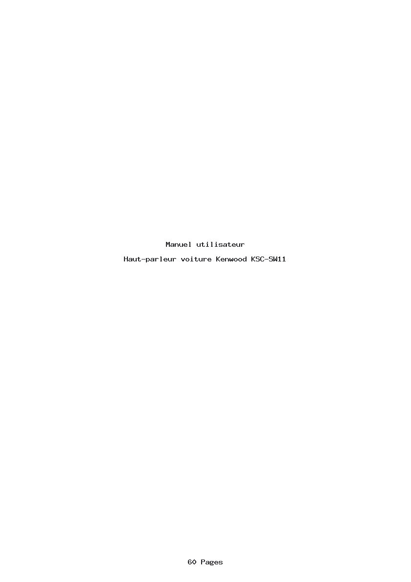 Page 1 de la notice Manuel utilisateur Kenwood KSC-SW11