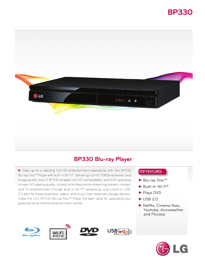 Page 1 of the manual Technical Sheet LG BP330