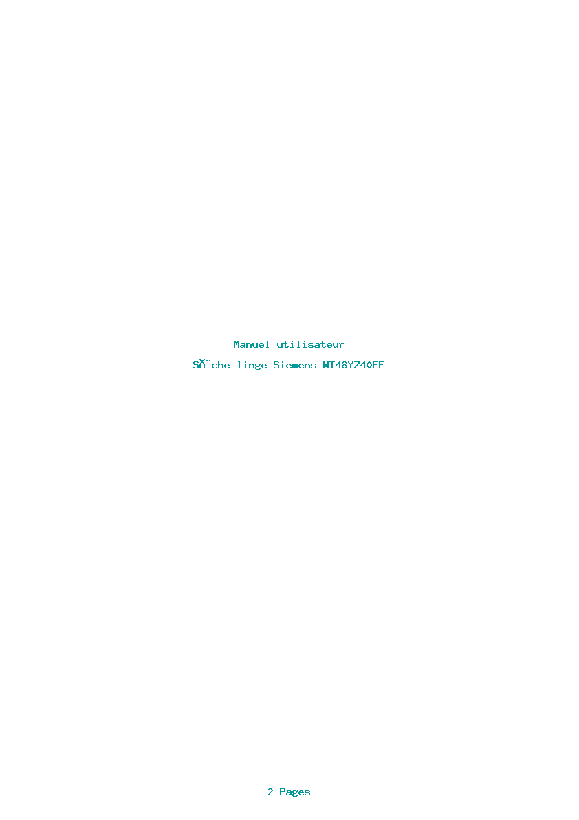 Page 1 de la notice Manuel utilisateur Siemens WT48Y740EE