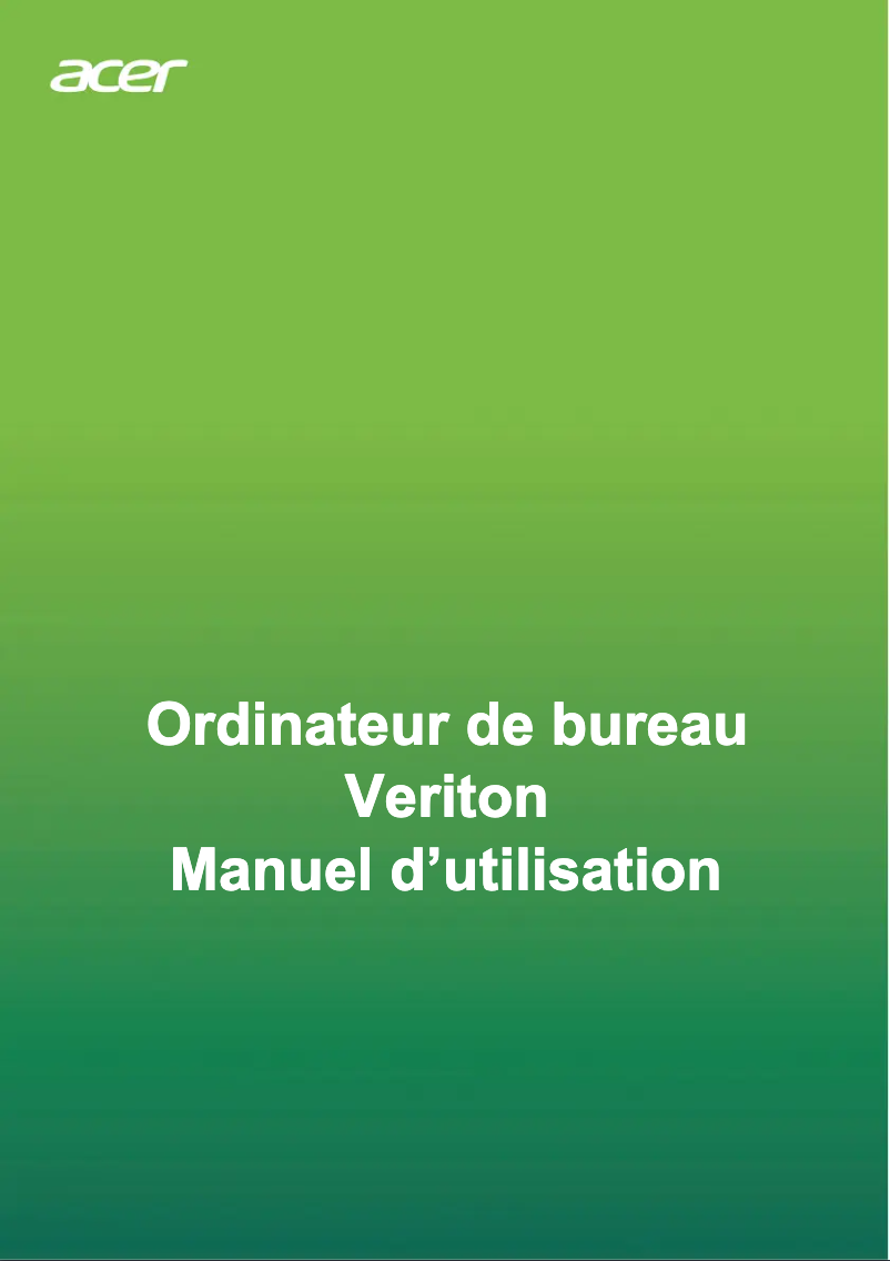 Page 1 de la notice Manuel utilisateur Acer Veriton X2665G