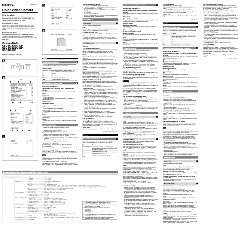 Page 1 de la notice Manuel utilisateur Sony SSC-DC80