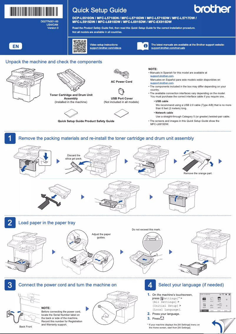 Page 1 de la notice Manuel utilisateur Brother MFC-EX915DW