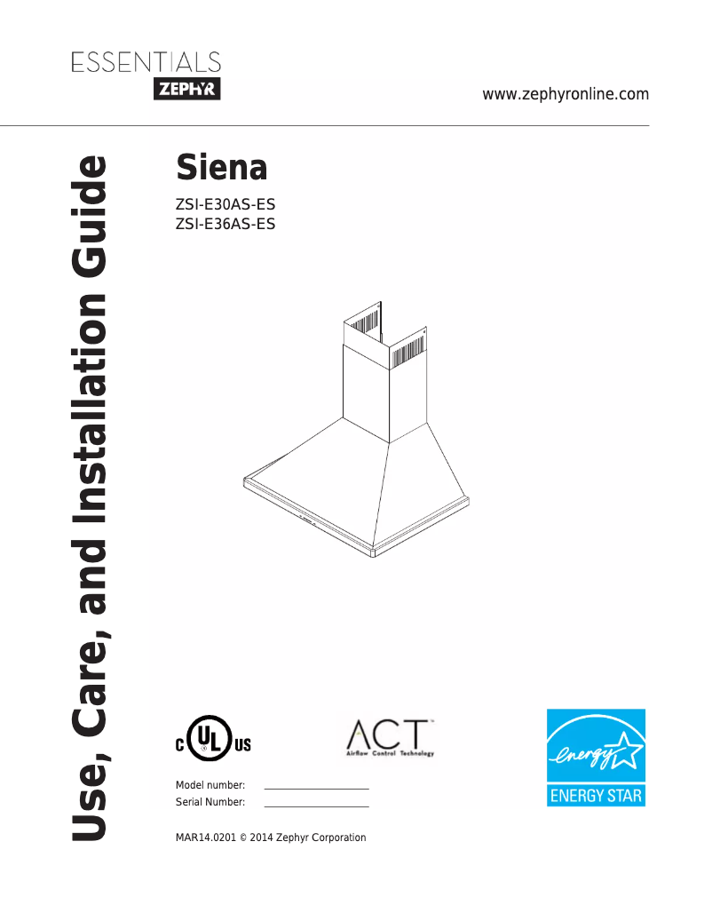 Página 1 del manual Manual de usuario Zephyr ZSIE30ASES