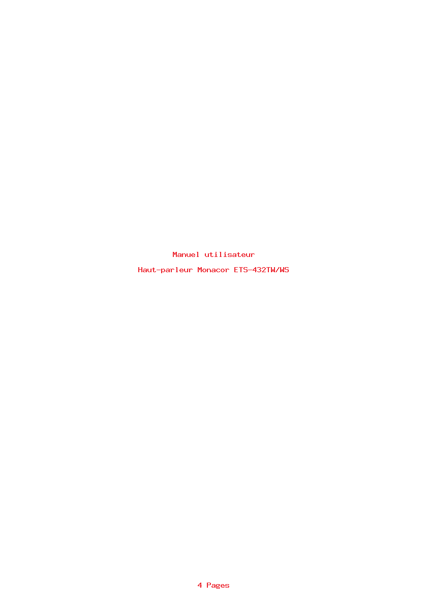 Page 1 de la notice Manuel utilisateur Monacor ETS-432TW/WS