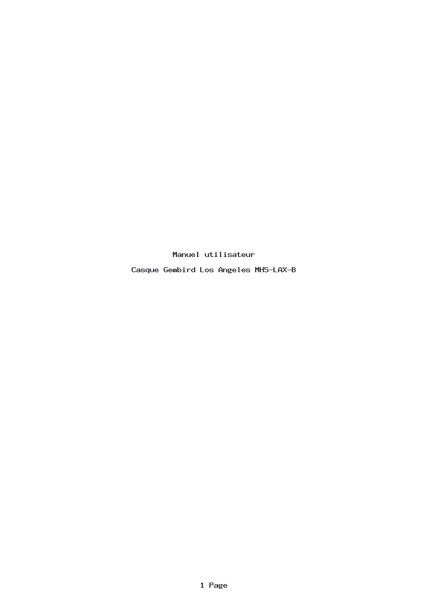 Page 1 de la notice Manuel utilisateur Gembird Los Angeles MHS-LAX-B
