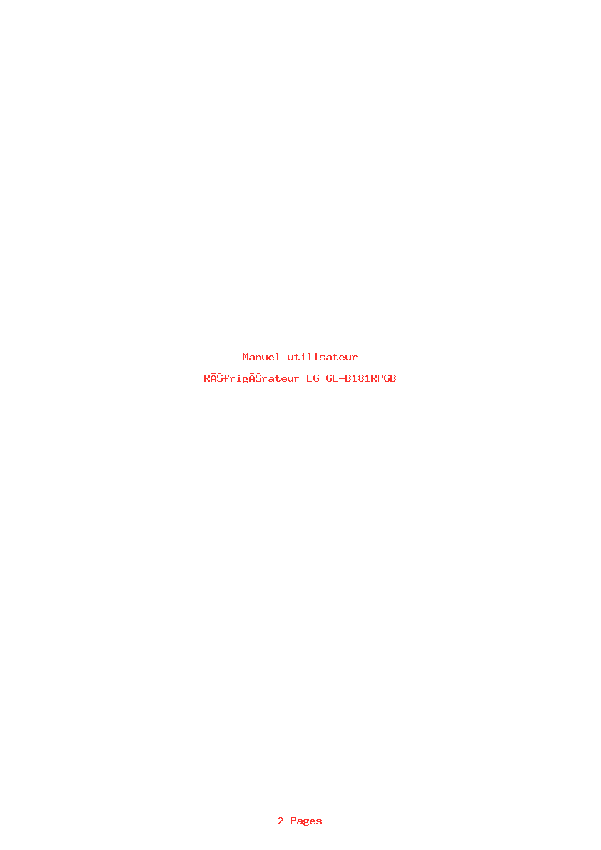 Page 1 de la notice Manuel utilisateur LG GL-B181RPGB