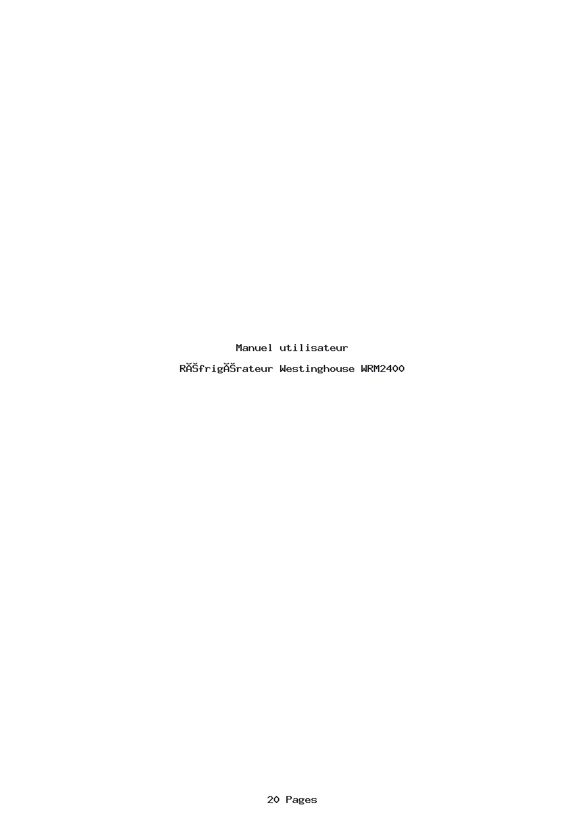 Page 1 de la notice Manuel utilisateur Westinghouse WRM2400