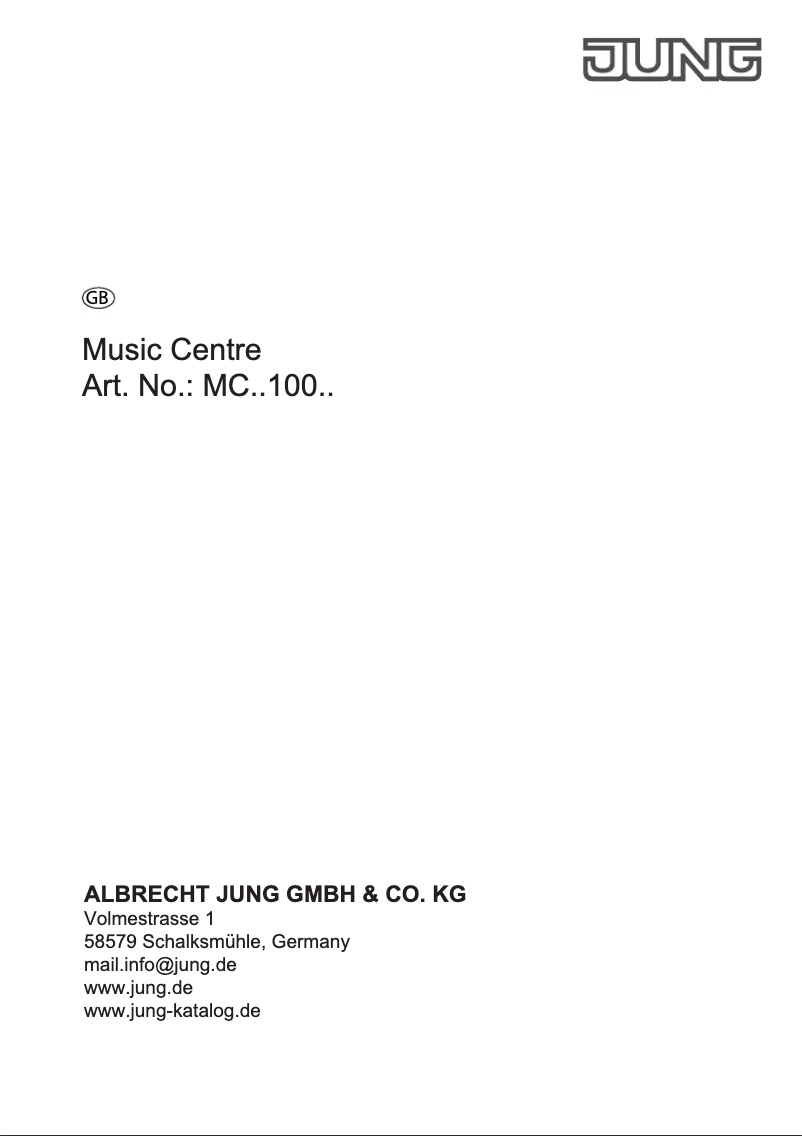 Page 1 de la notice Manuel utilisateur JUNG MCA100