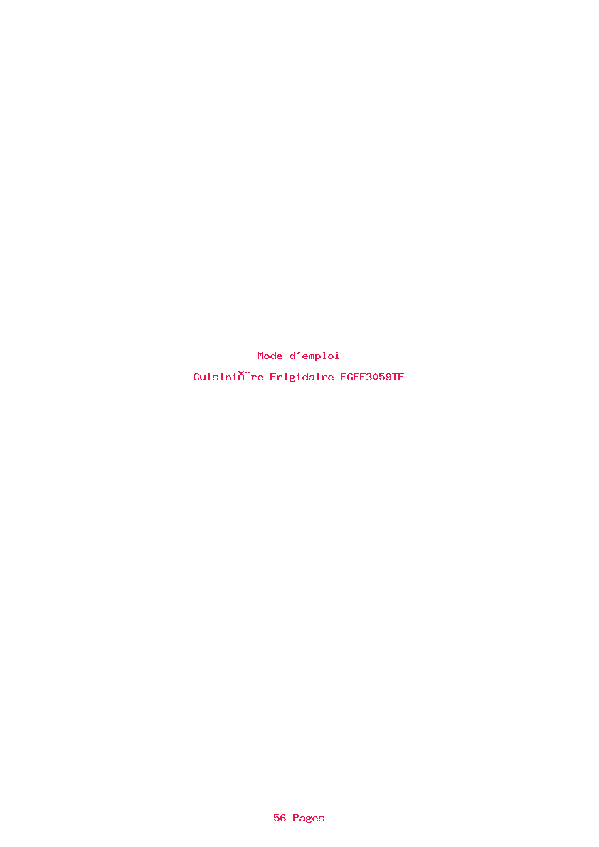 Page 1 de la notice Mode d'emploi Frigidaire FGEF3059TF