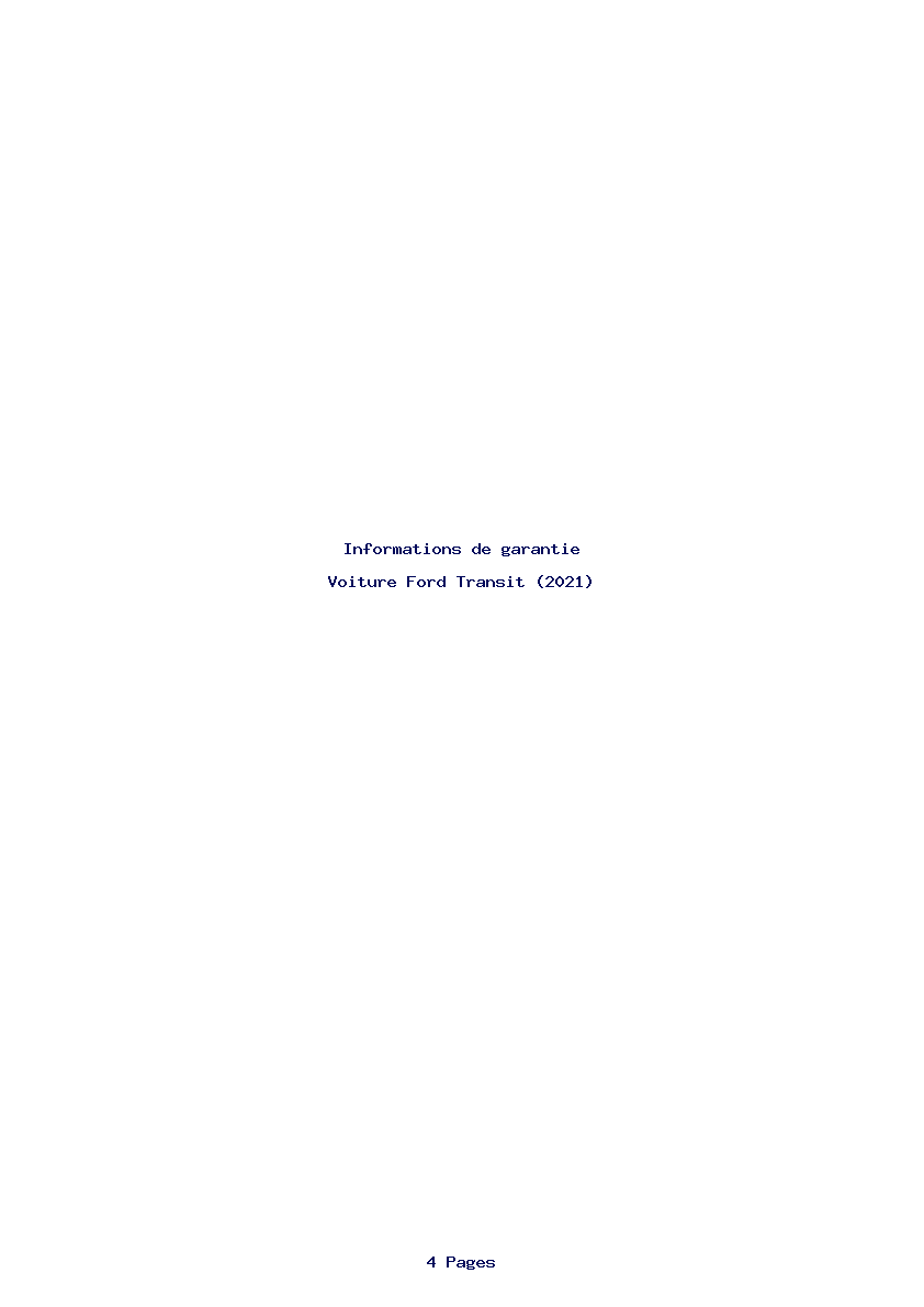Page 1 de la notice Informations de garantie Ford Transit (2021)