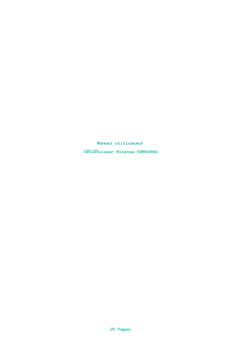 Page 1 de la notice Manuel utilisateur Hisense 50R6080G