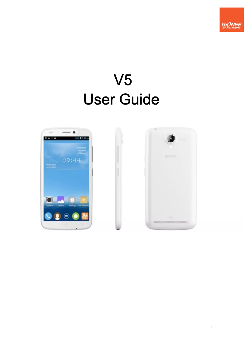 Page 1 de la notice Manuel utilisateur Gionee CTRL V5