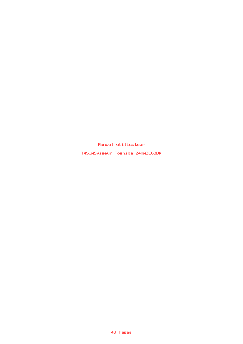 Page 1 de la notice Manuel utilisateur Toshiba 24WA3E63DA