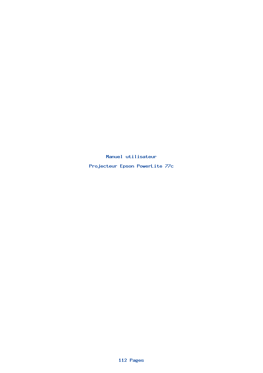 Page 1 de la notice Manuel utilisateur Epson PowerLite 77c