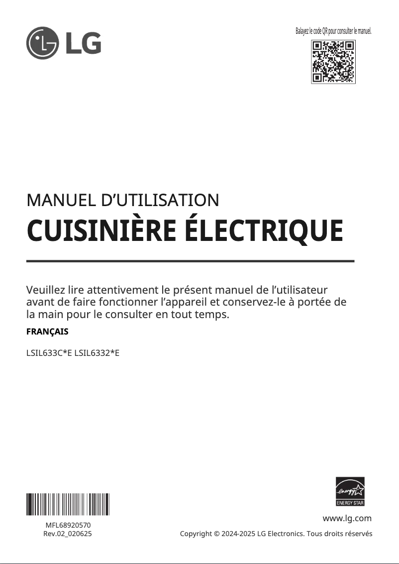 Page 1 de la notice Manuel utilisateur LG LWD3063ST