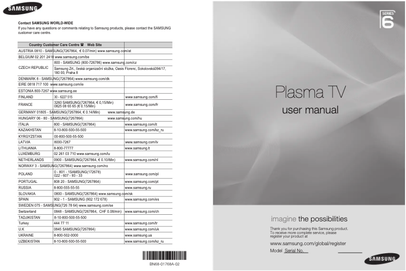 Página 1 del manual Manual de usuario Samsung PS58A656T1F