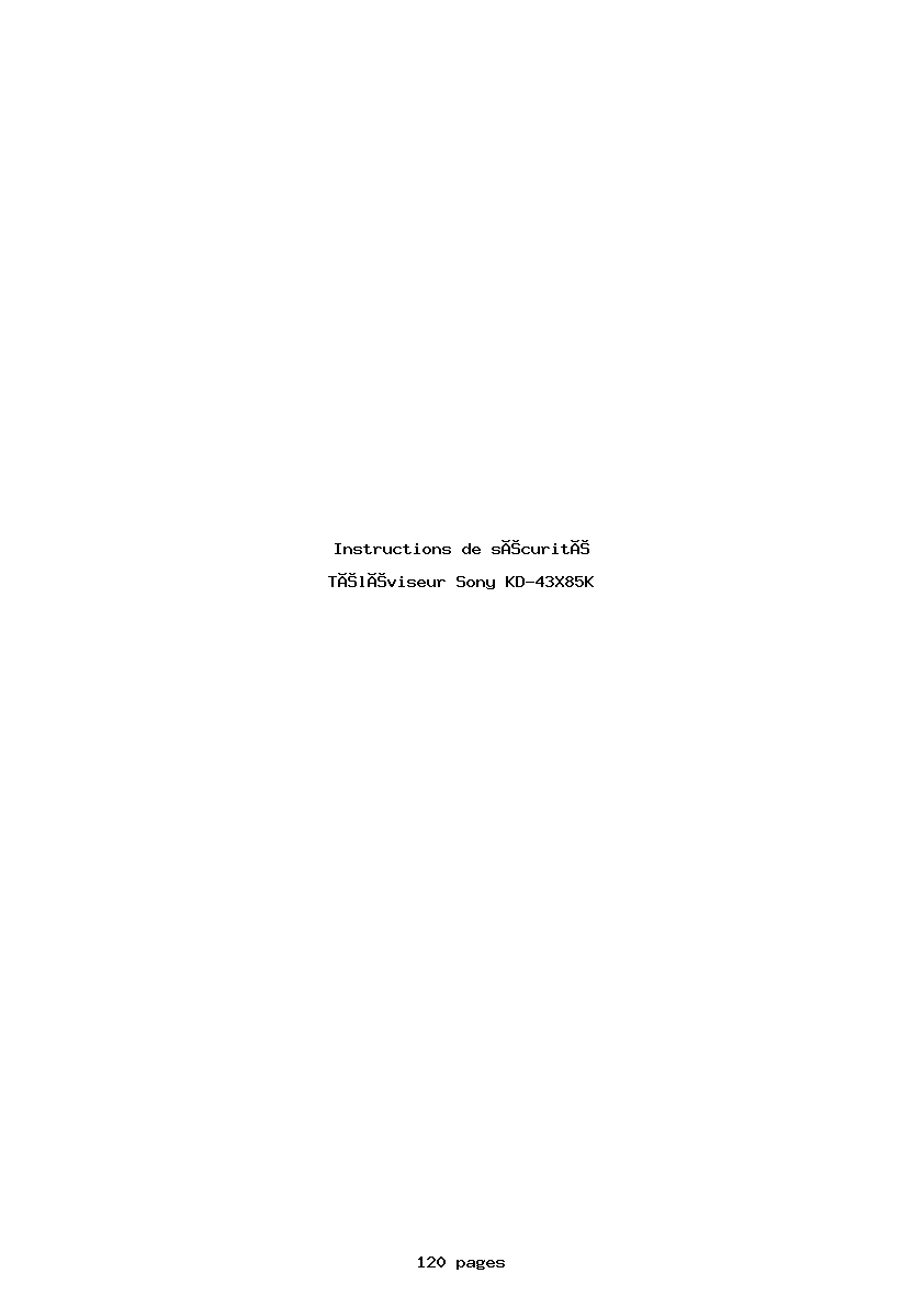 Page 1 de la notice Instructions de sécurité Sony KD-43X85K