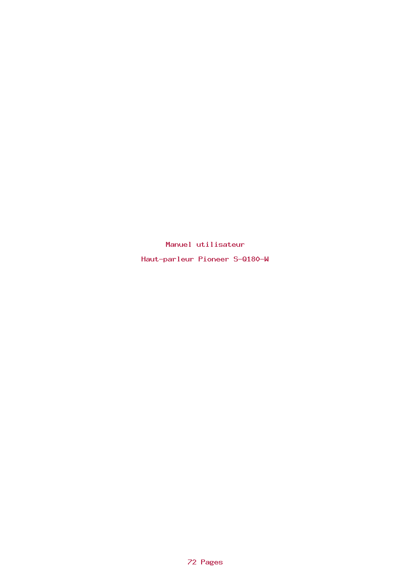 Page 1 de la notice Manuel utilisateur Pioneer S-Q180-W