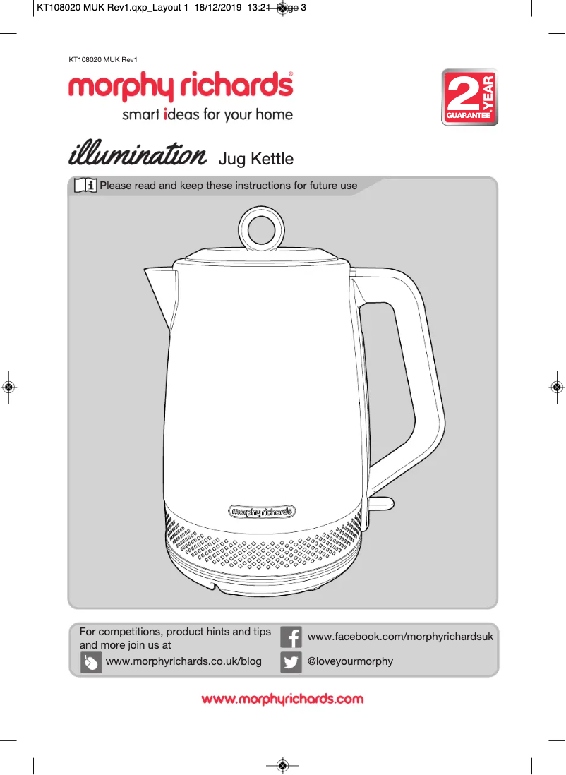 Page 1 de la notice Manuel utilisateur Morphy Richards Illumination 108020