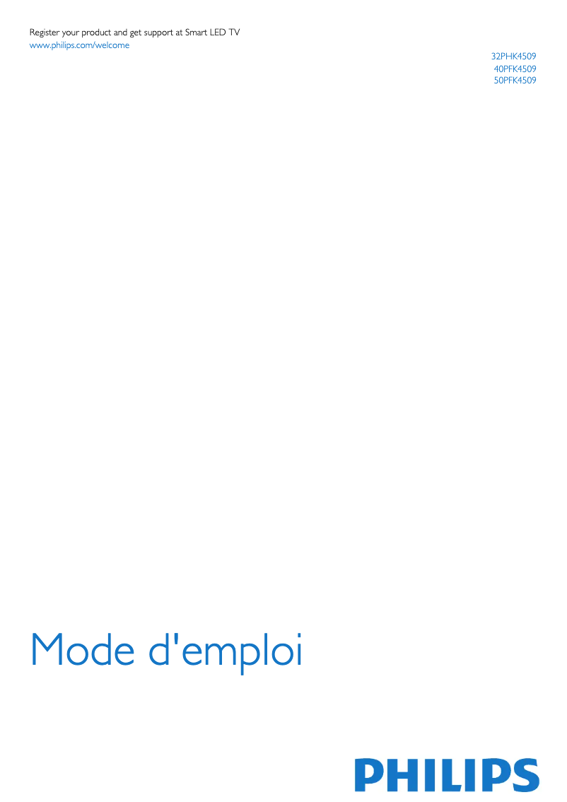 Page 1 de la notice Manuel utilisateur Philips 40PFK4509