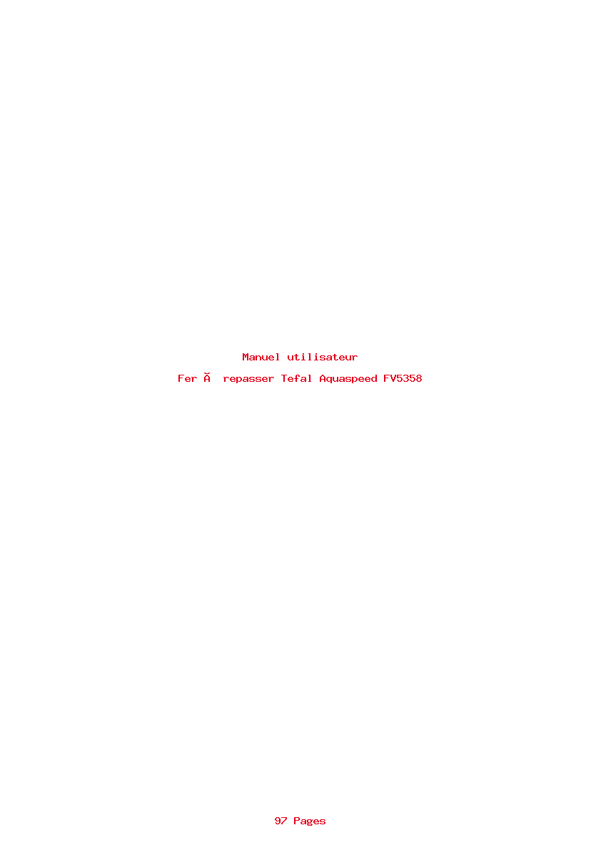 Page 1 de la notice Manuel utilisateur Tefal Aquaspeed FV5358