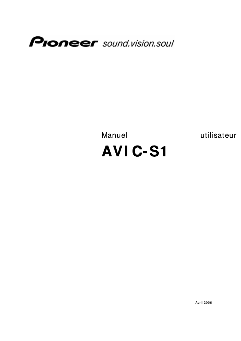 Página 1 del manual Manual de usuario Pioneer AVIC-S1