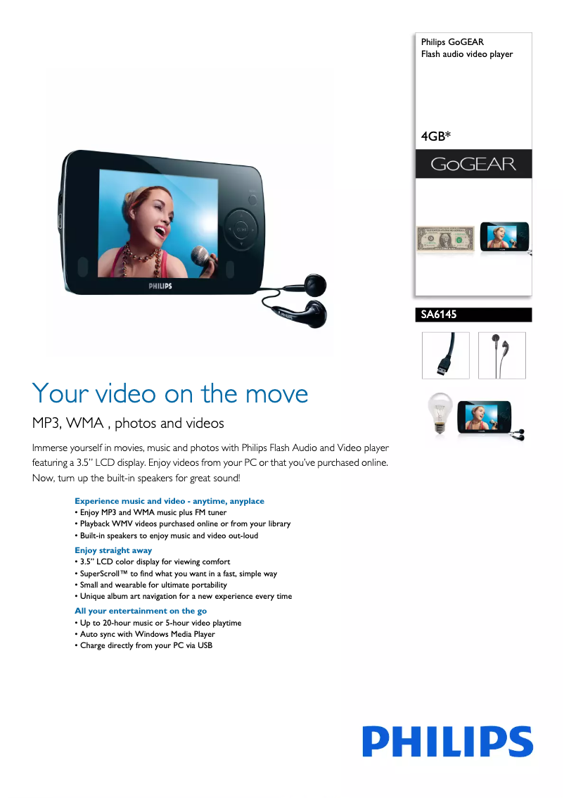 Page 1 of the manual Brochure Philips GoGear SA6145