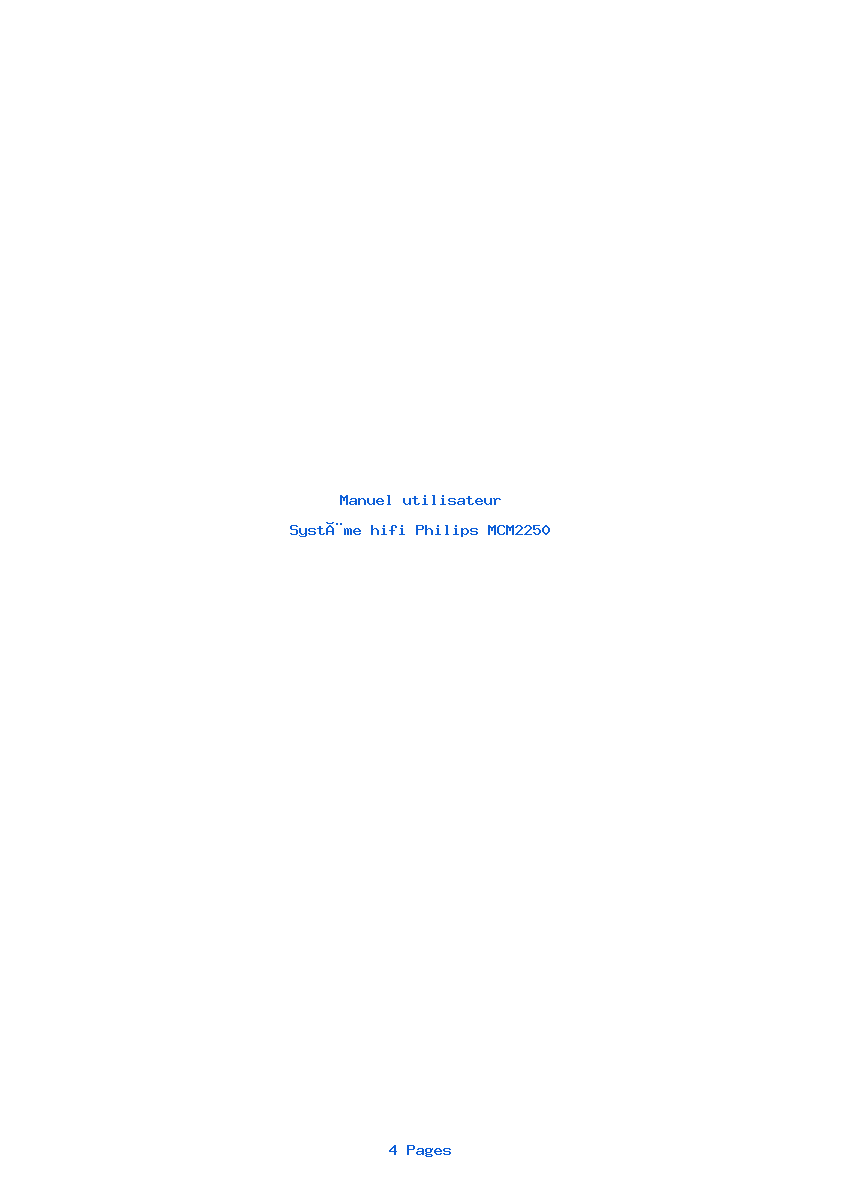 Page 1 de la notice Manuel utilisateur Philips MCM2250
