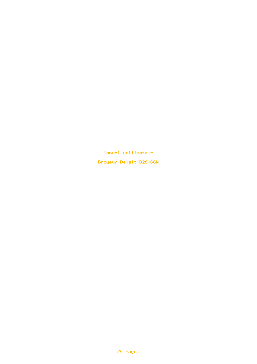 Page 1 de la notice Manuel utilisateur DeWalt D28066N