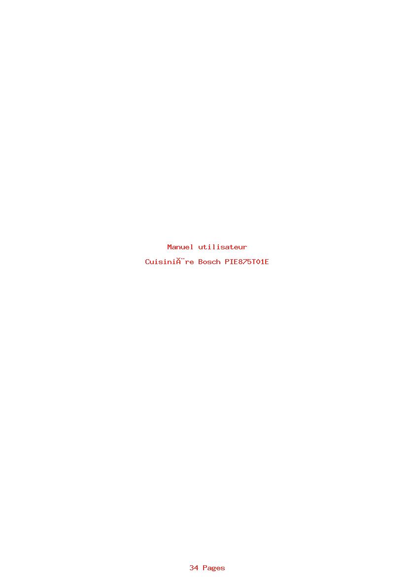 Page 1 de la notice Manuel utilisateur Bosch PIE875T01E