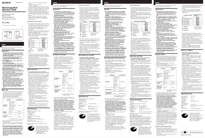 Page n°1 - Manuel utilisateur Sony NP-L90D