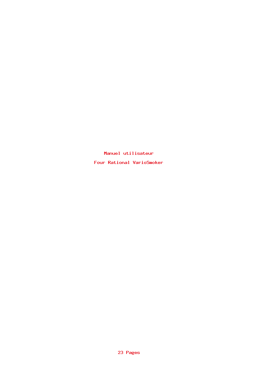 Page 1 de la notice Manuel utilisateur Rational VarioSmoker