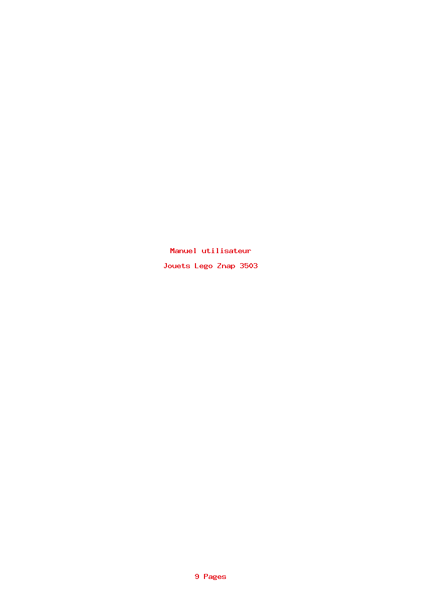 Page 1 de la notice Manuel utilisateur Lego Znap 3503