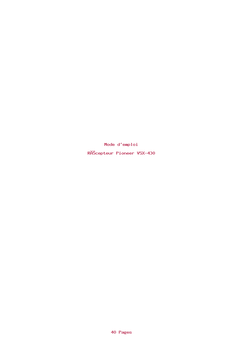 Page 1 de la notice Mode d'emploi Pioneer VSX-430
