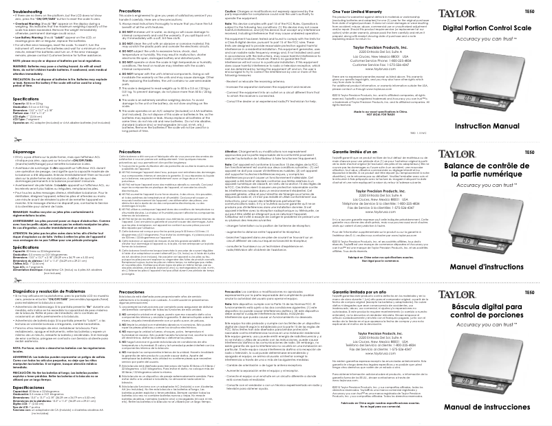 Página 1 del manual Manual de usuario Taylor TE50