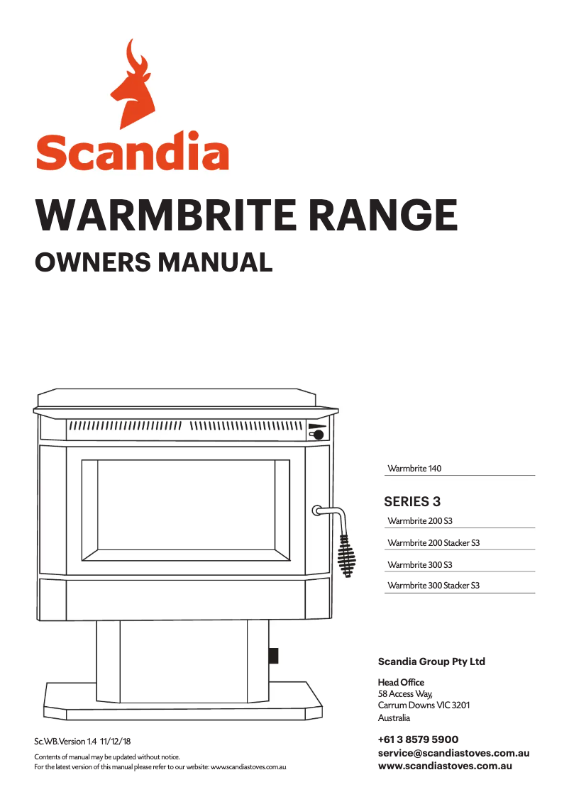 Page 1 of the manual User Manual Scandia Warmbrite 300 S3
