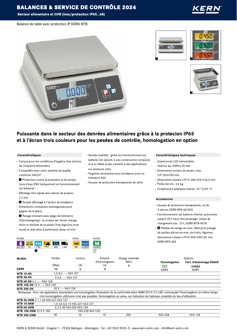 Page 1 de la notice Brochure Kern WTB 6K-3N