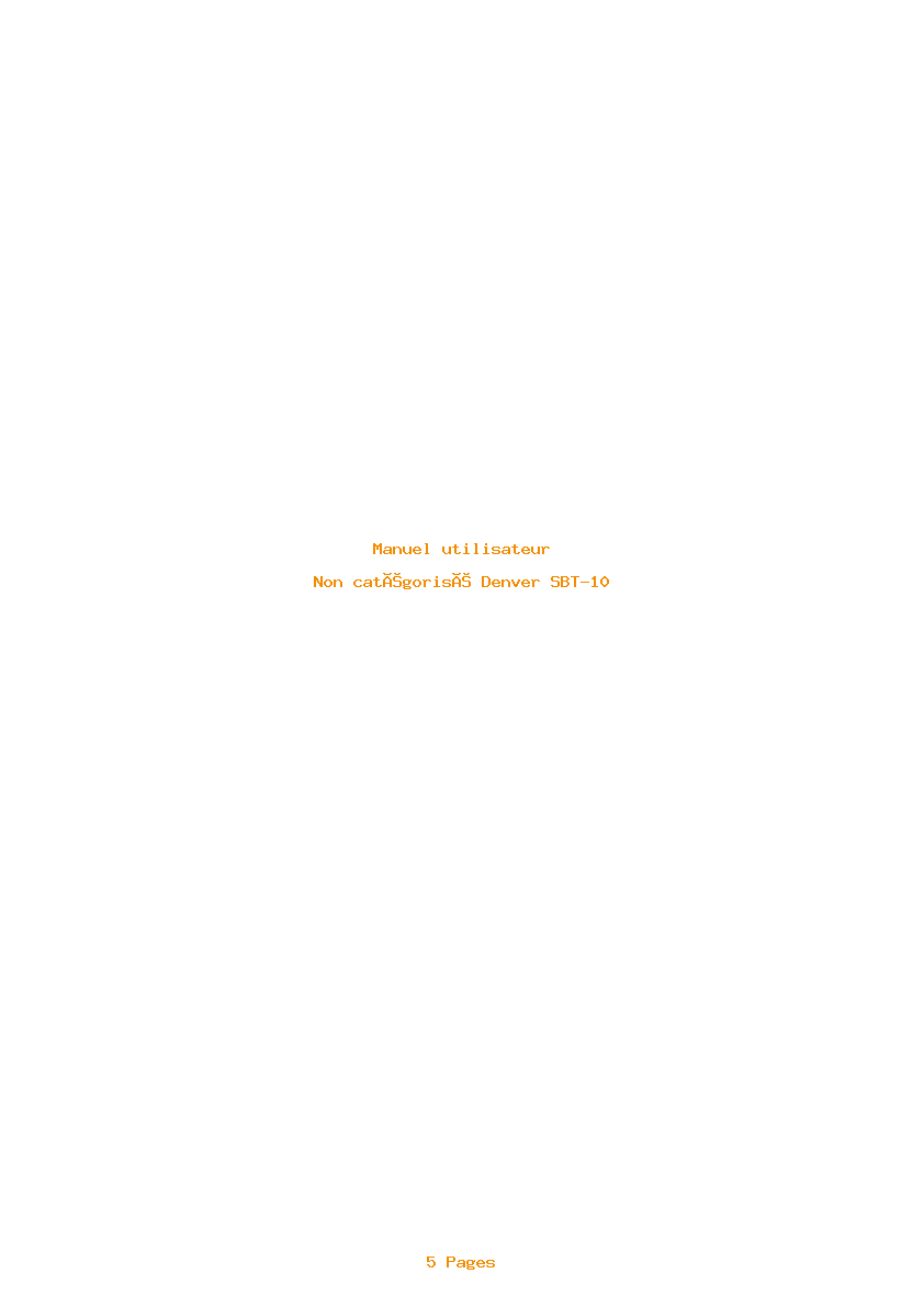 Page 1 de la notice Manuel utilisateur Denver SBT-10