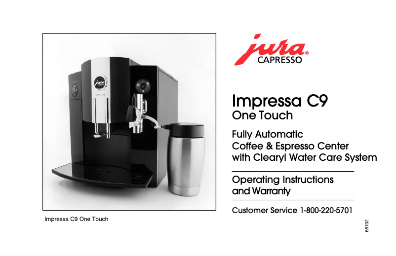 Page 1 de la notice Manuel utilisateur Jura IMPRESSA C9