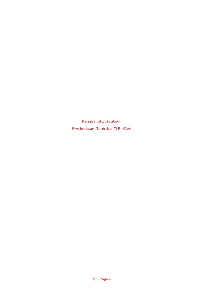Page 1 de la notice Manuel utilisateur Toshiba TLP-X200