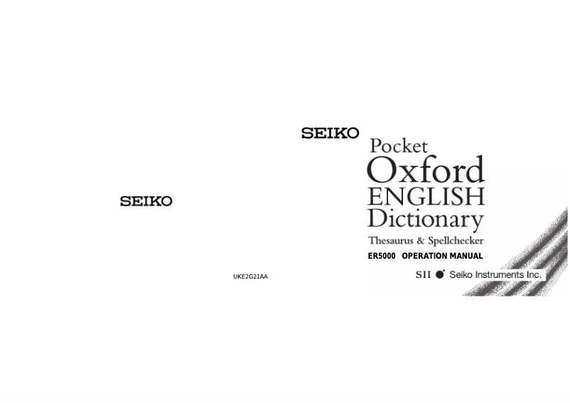 Page 1 of the manual User Manual Seiko ER5000