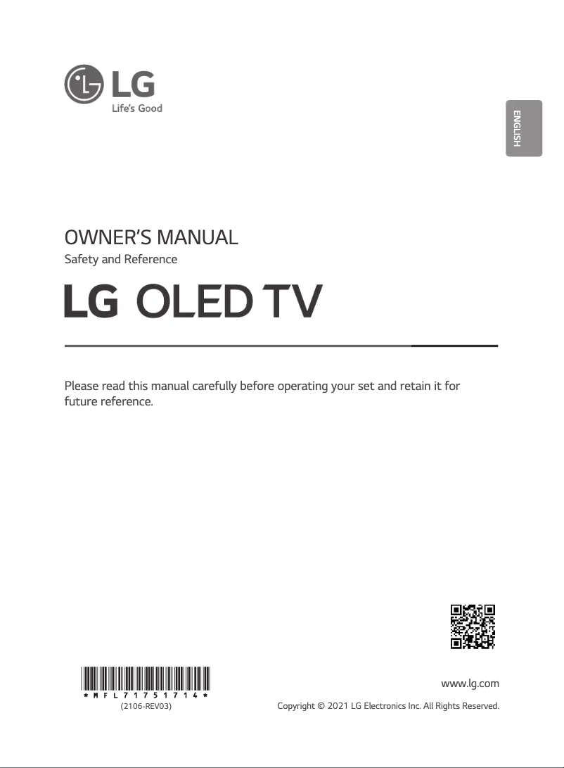 Page 1 de la notice Manuel utilisateur LG OLED48C1PVB