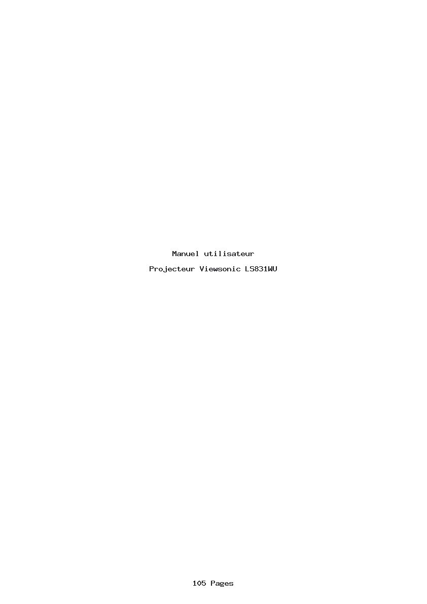 Page 1 de la notice Manuel utilisateur Viewsonic LS831WU