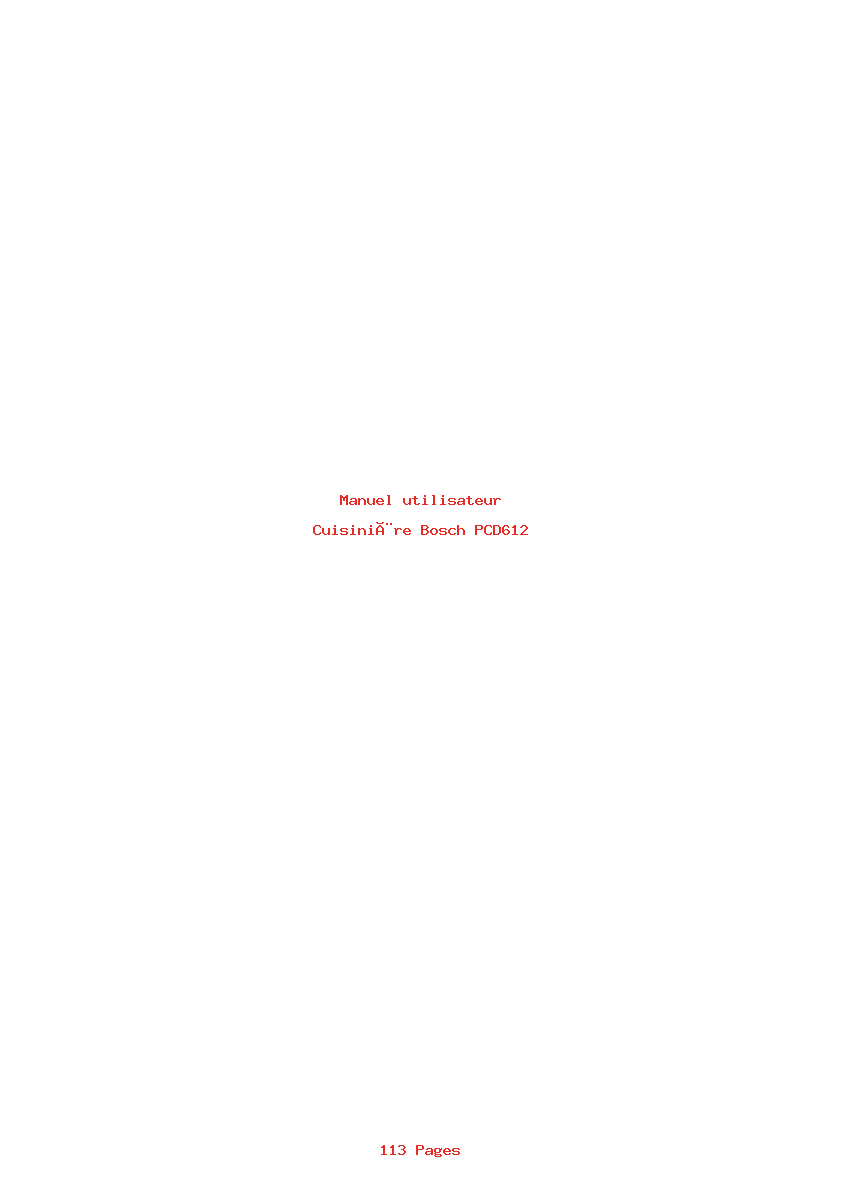 Page 1 de la notice Manuel utilisateur Bosch PCD612